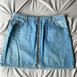 Top shop jean mini skirt with zipper